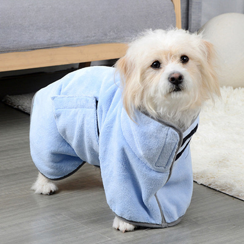 Fast-Drying Microfiber Pet Bathrobe Soft Absorbent Grooming Coat