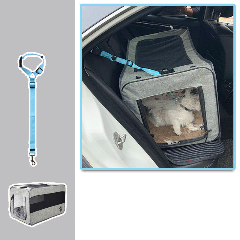 Portable Folding Fabric Pet Travel Carrier Bag With Safety Zippers