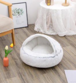 2-in-1 Round Plush Pet Bed Soft Warm Indoor Nest