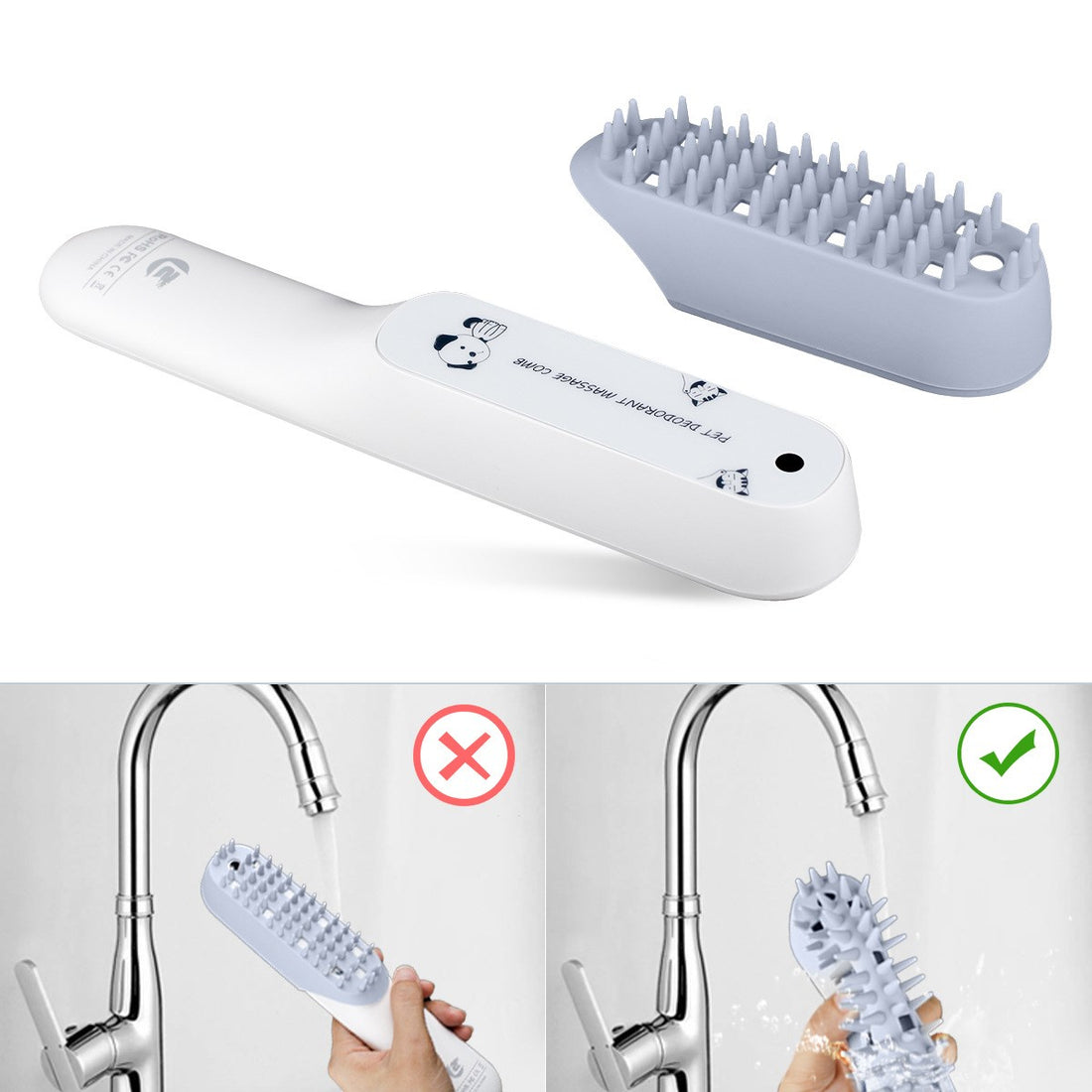Pet Silicone Massage Grooming Brush Deodorizing Fur Removal Comb