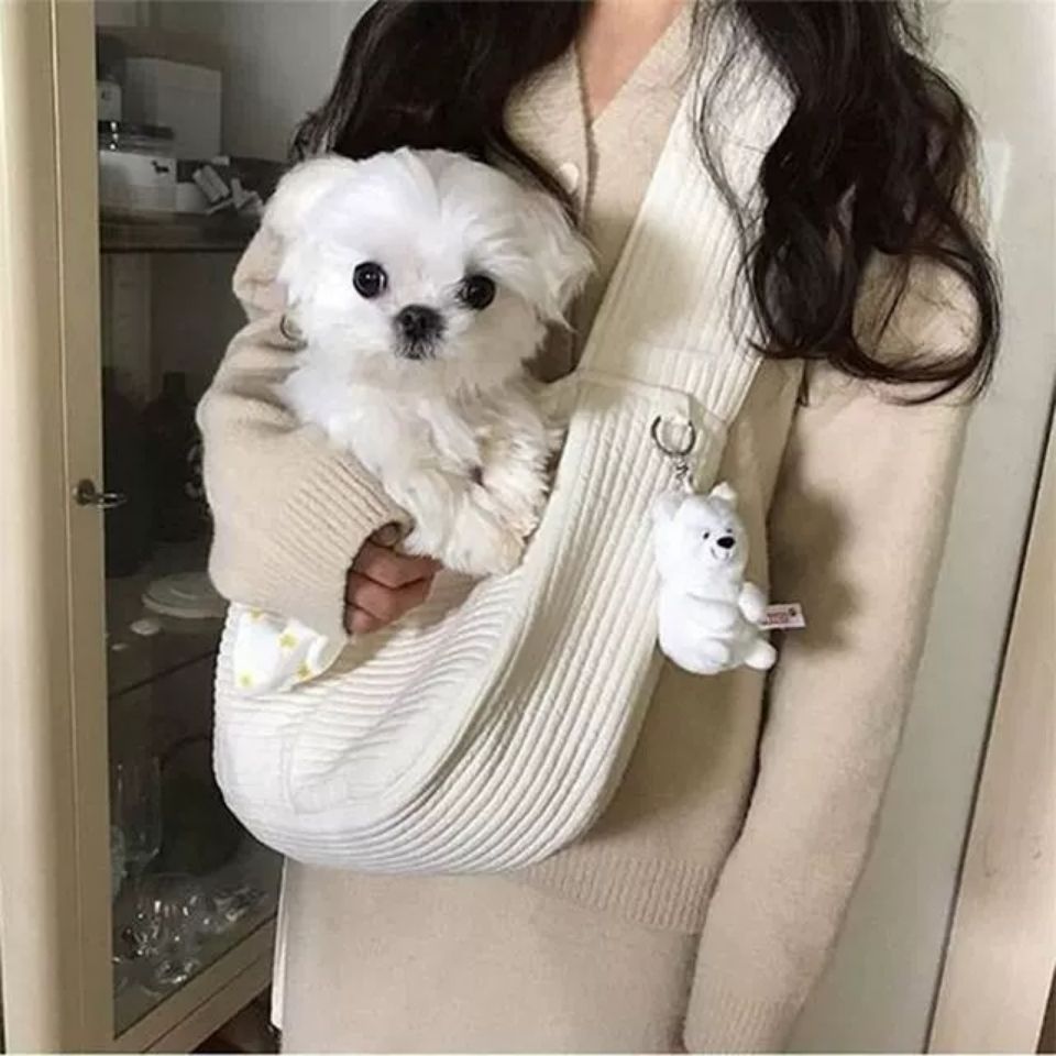 Handmade Canvas Pet Carrier Shoulder Tote Bag Breathable Travel Design