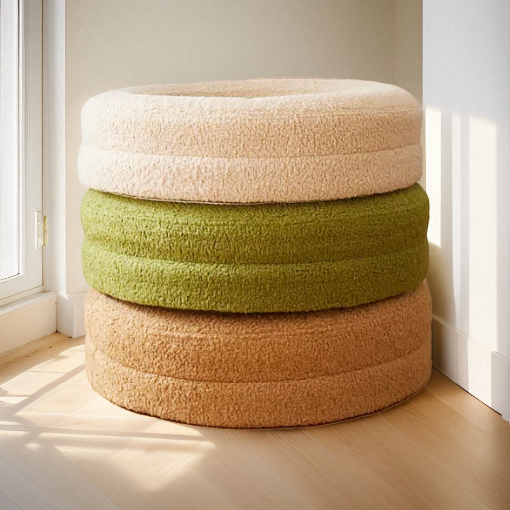 Solid Color Round Leisure Bed For Pets