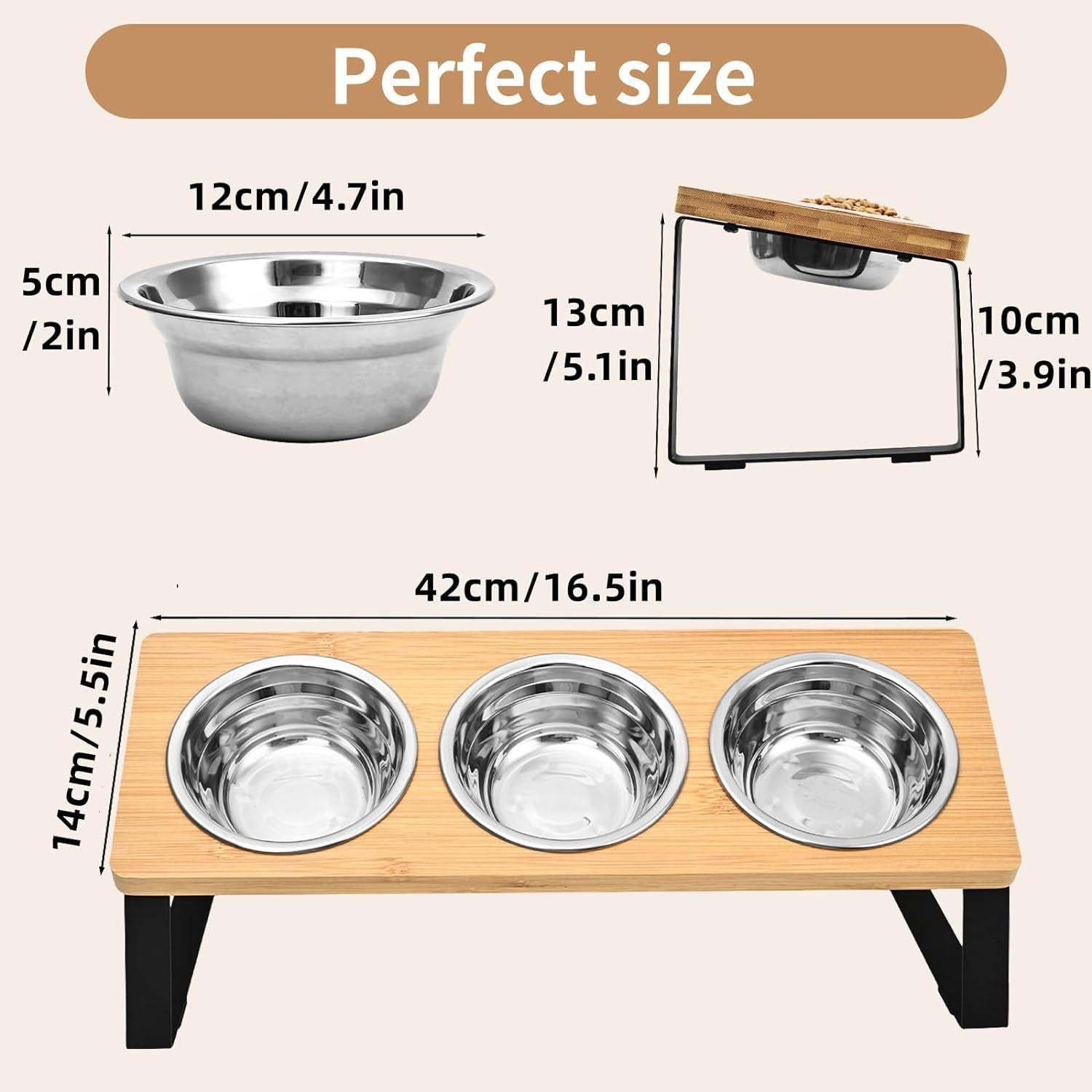 Iron And Wood Elevated Feeding Rack With Bowl For Pets