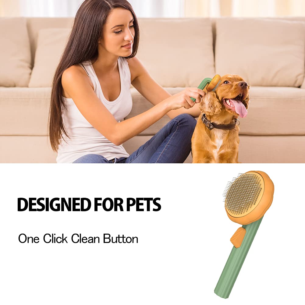 Pet Pumpkin Self-Cleaning Slicker Brush for Dogs and Cats