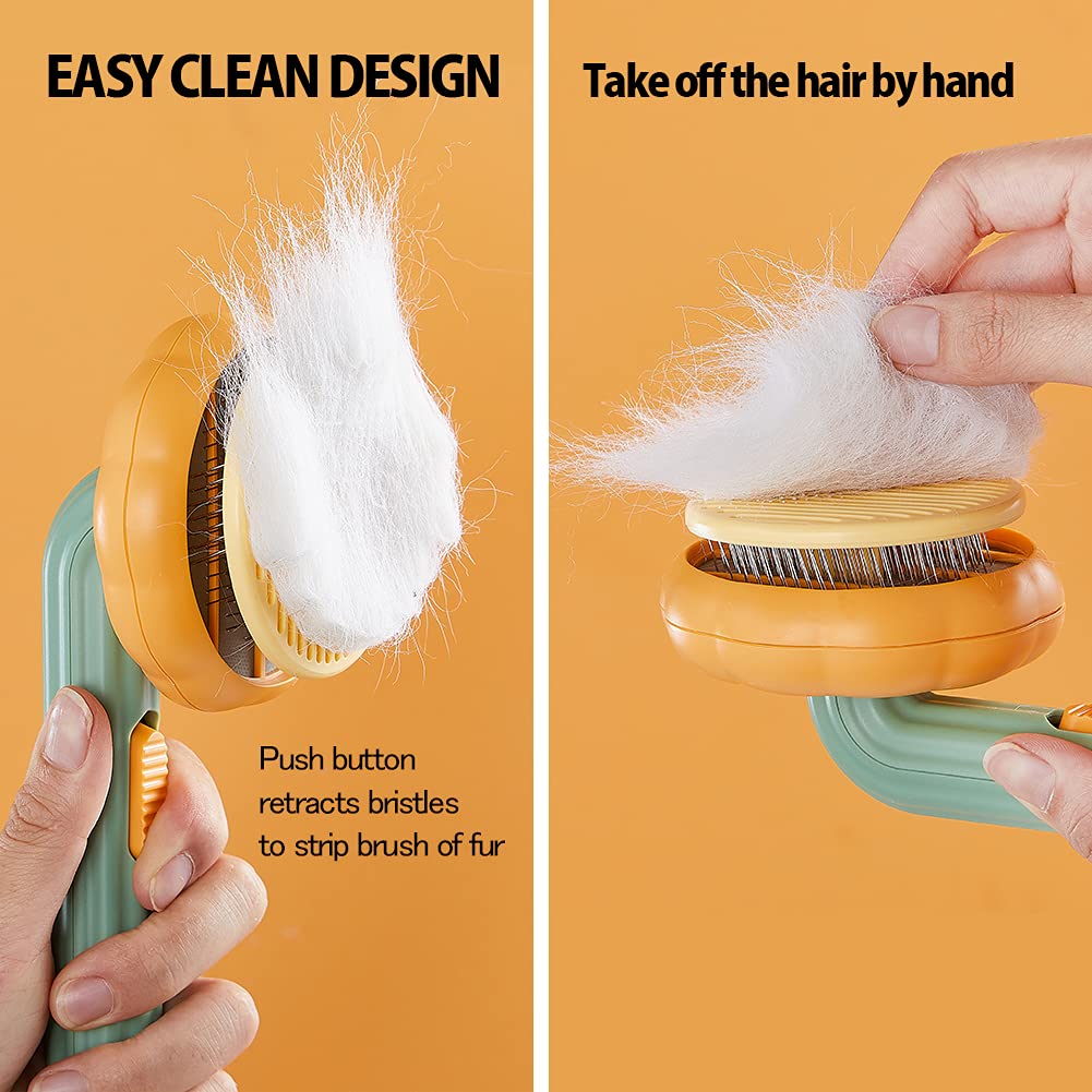 Pet Pumpkin Self-Cleaning Slicker Brush for Dogs and Cats