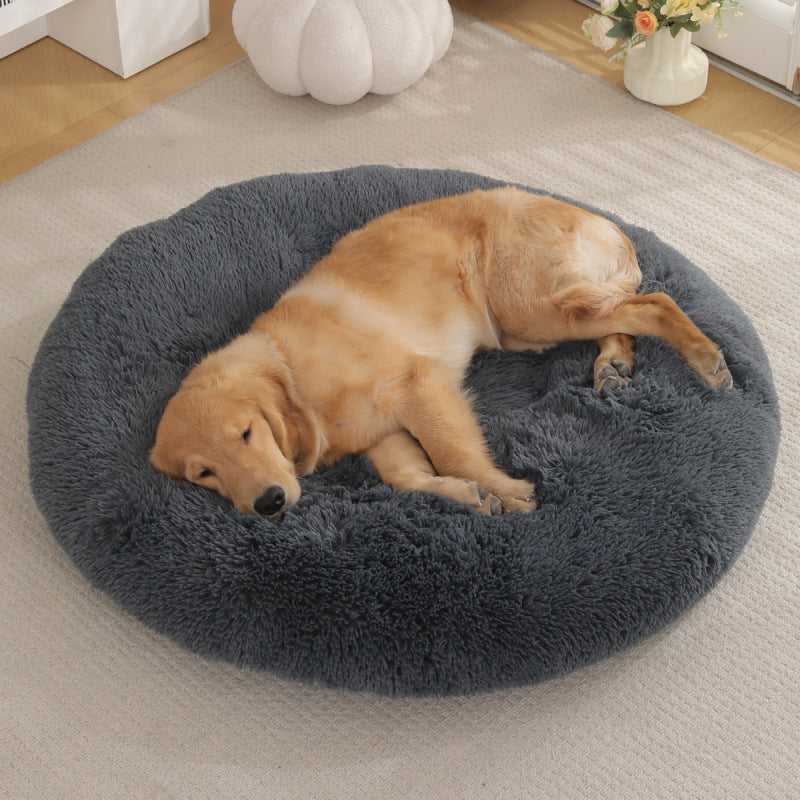 Round Plush Warm Pet Bed Mat Comfortable Sleeping Design