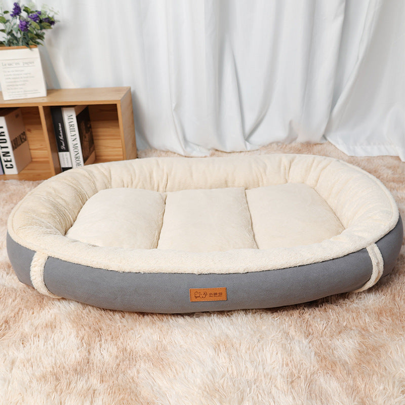 Linen Non-Slip Round Nest Bed For Pets