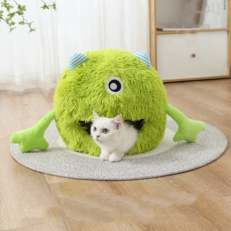 Fluffy Round Indoor Pet Bed Soft Non-Slip Self-Warming Cushion