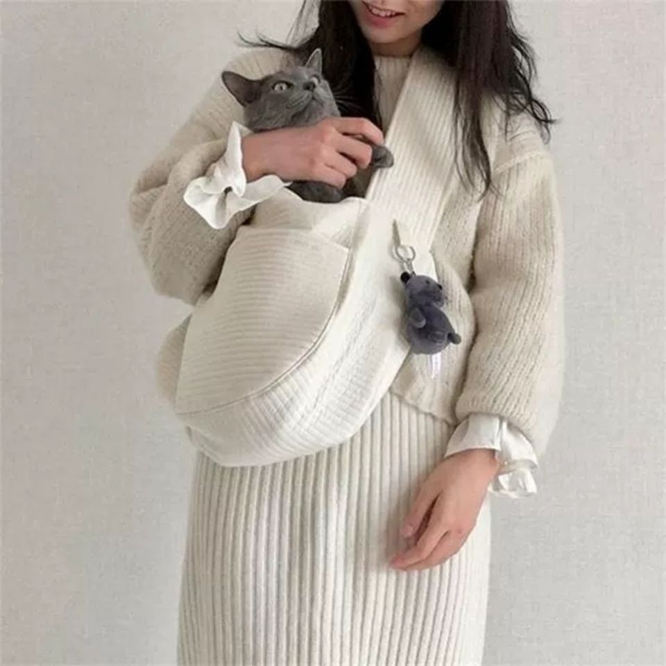 Handmade Canvas Pet Carrier Shoulder Tote Bag Breathable Travel Design