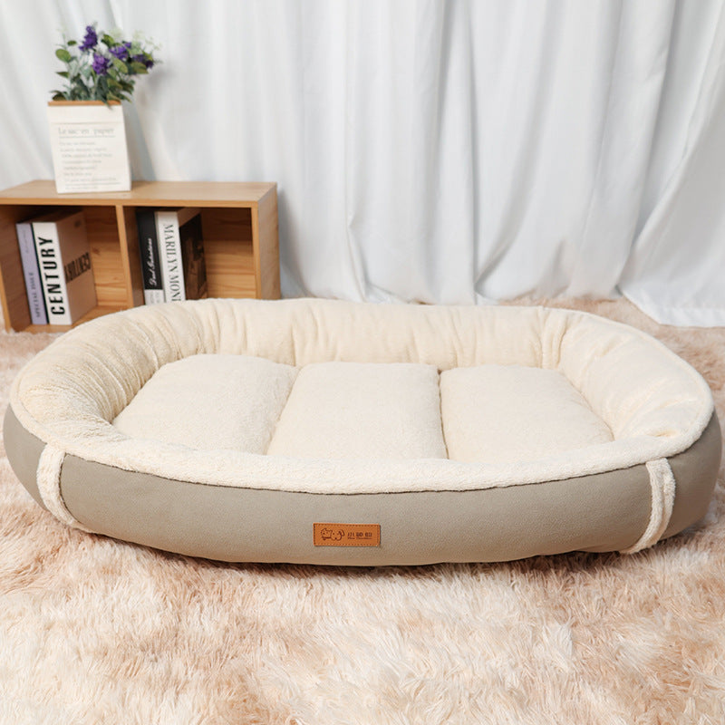 Linen Non-Slip Round Nest Bed For Pets