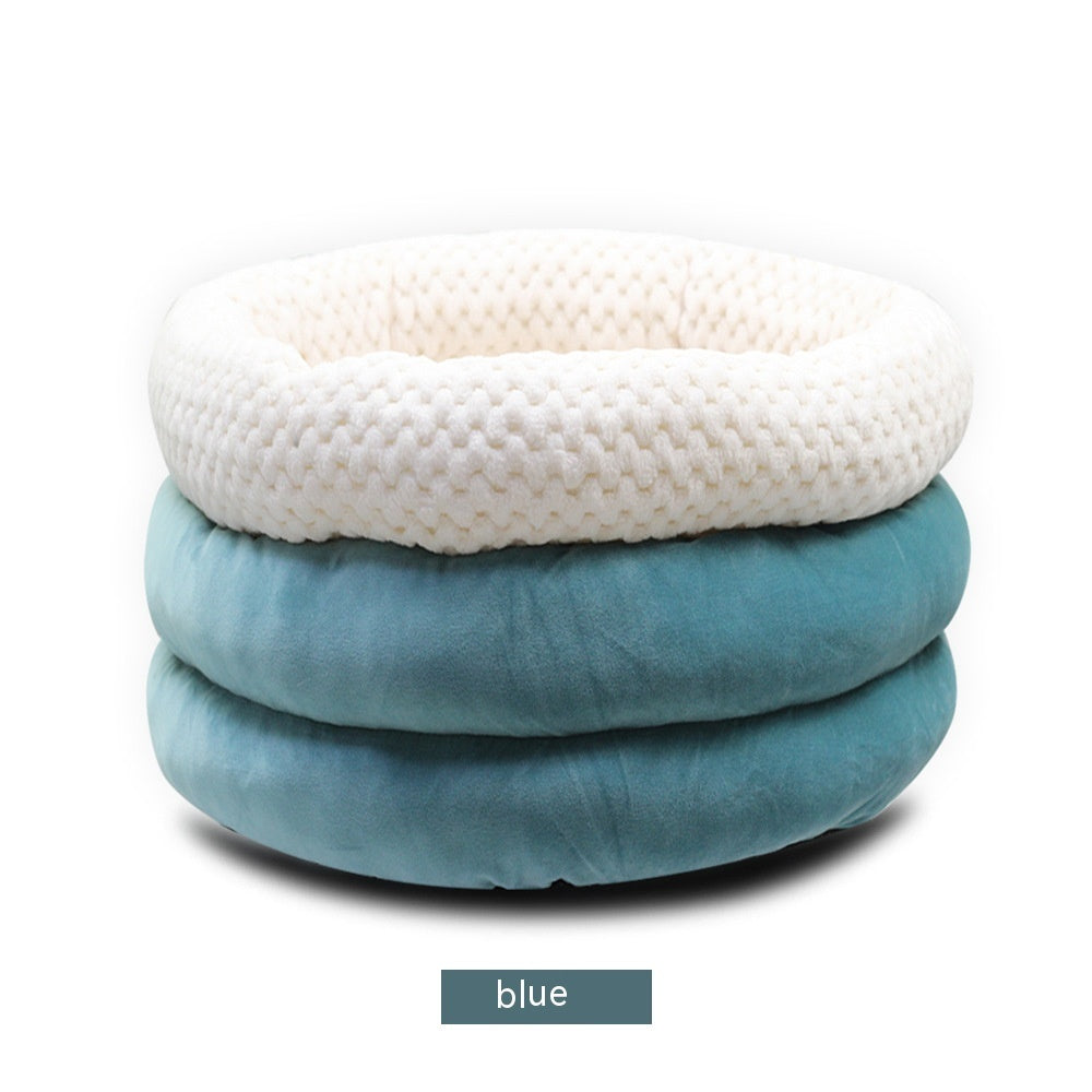 Semi-Closed Round Velvet Deep Sleep Bed For Pets