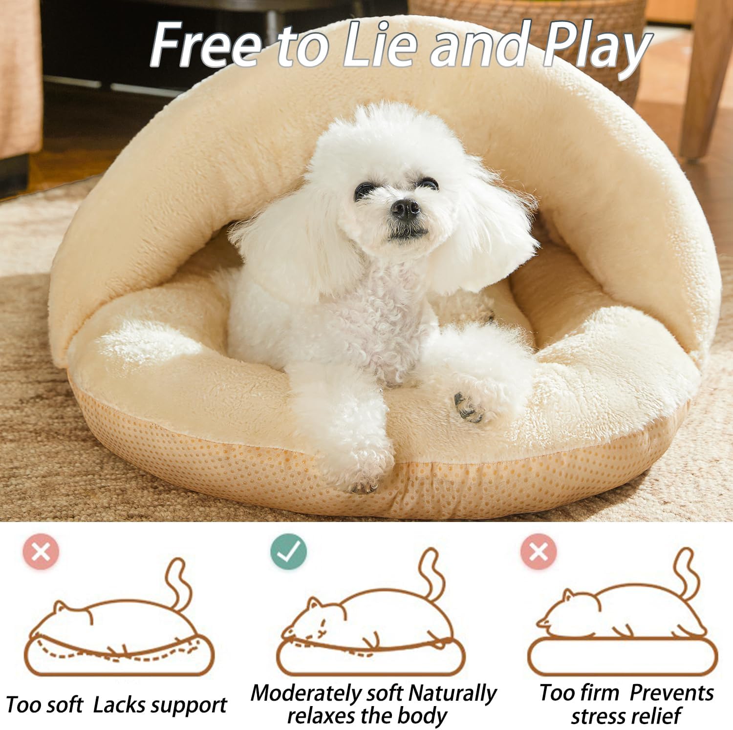 Ultra Soft Plush Pet Bed Slipper Cave Anti-Slip Warm Nest