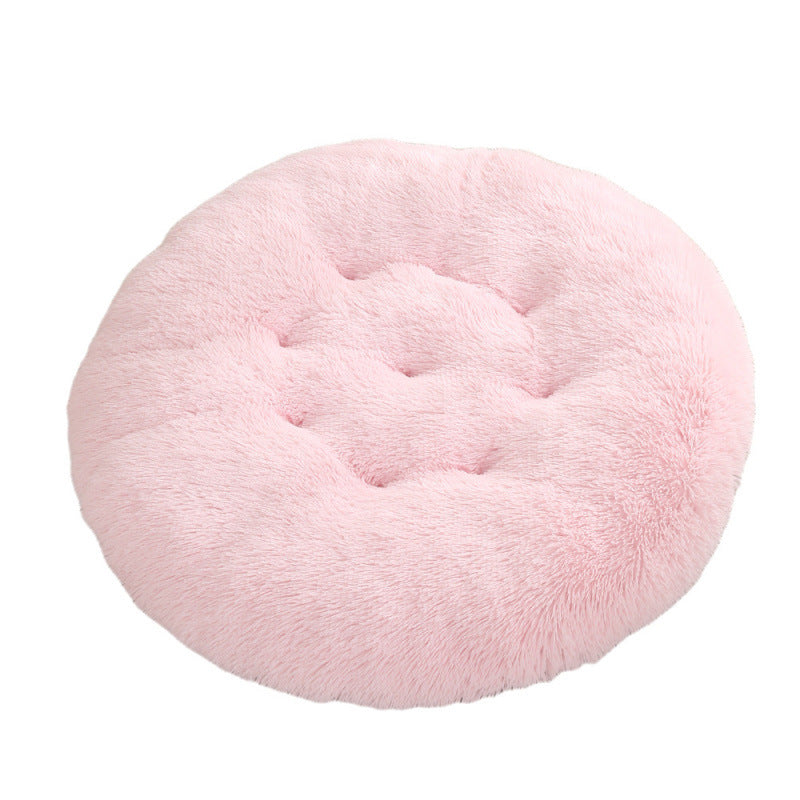 Round Plush Warm Pet Bed Mat Comfortable Sleeping Design