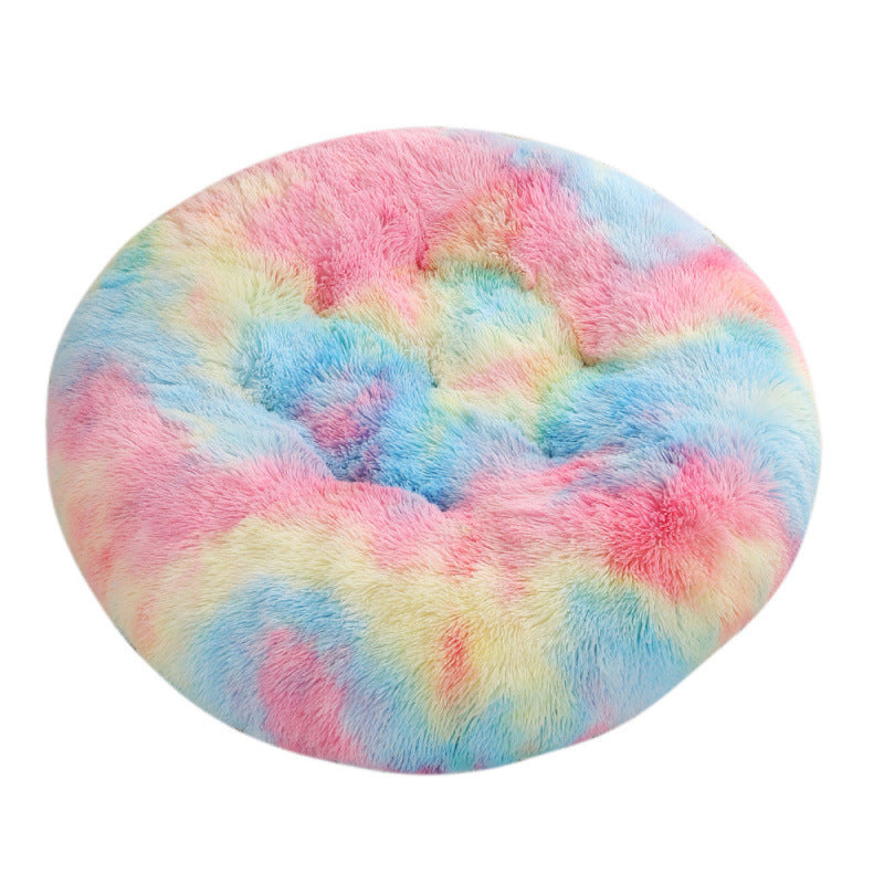 Round Plush Warm Pet Bed Mat Comfortable Sleeping Design