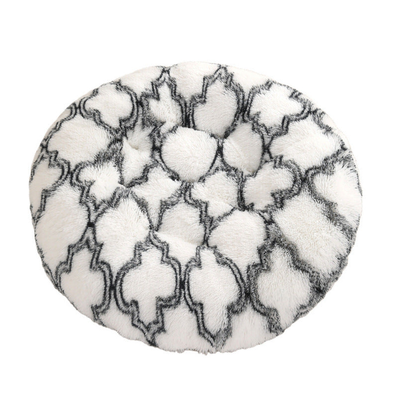 Round Plush Warm Pet Bed Mat Comfortable Sleeping Design