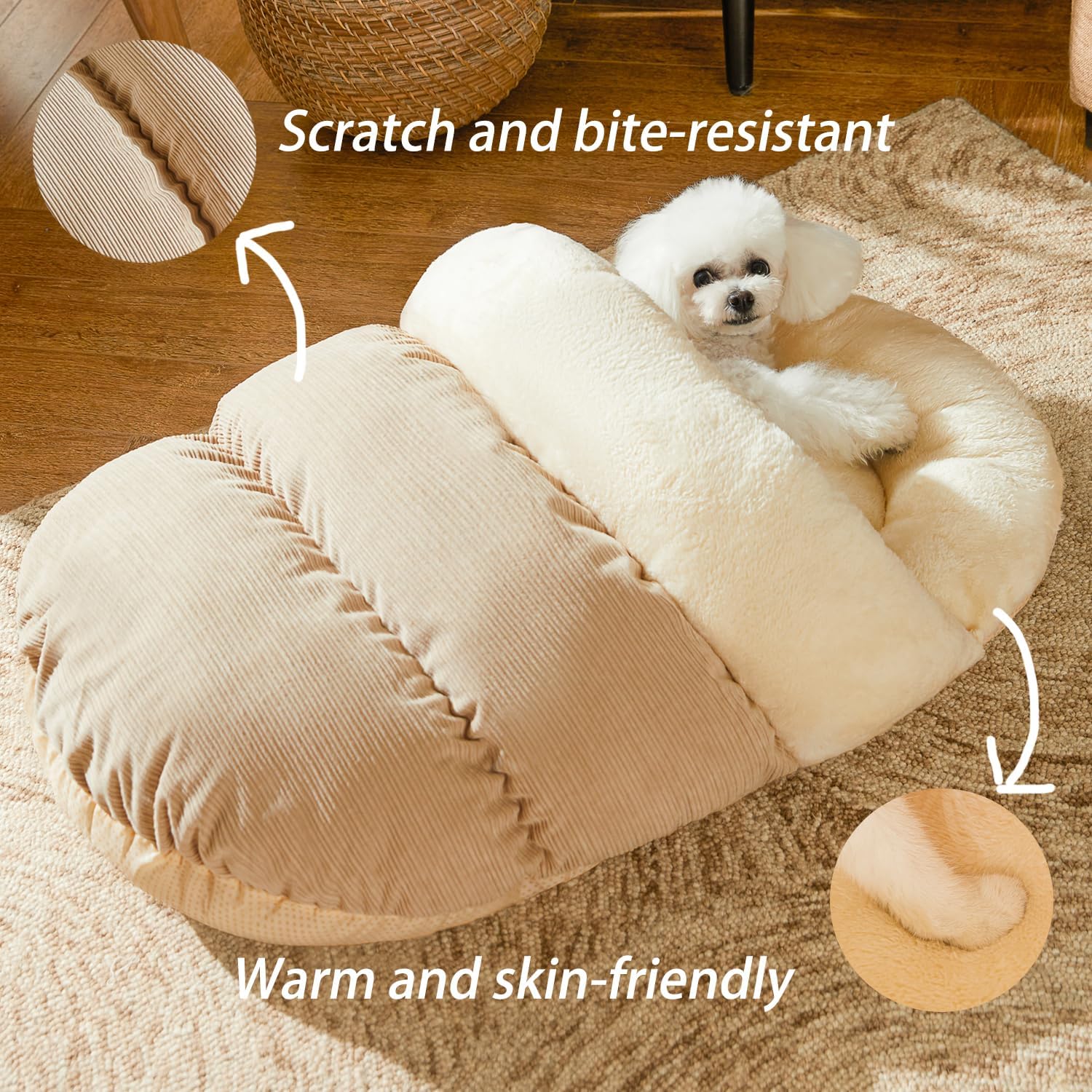 Ultra Soft Plush Pet Bed Slipper Cave Anti-Slip Warm Nest