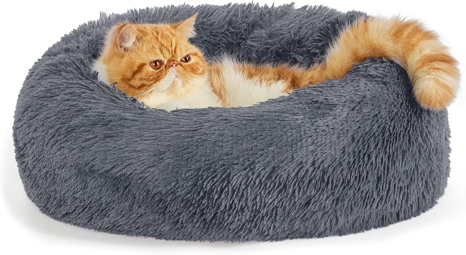 Indoor Non-Slip Round Fluffy Plush Bed For Pets