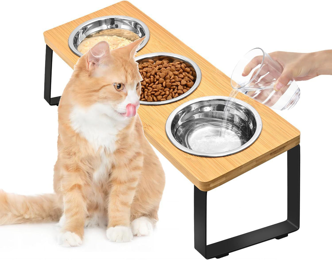 Iron And Wood Elevated Feeding Rack With Bowl For Pets