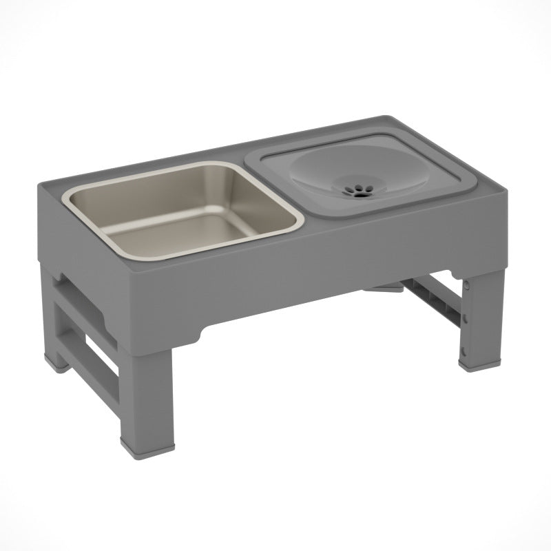 Adjustable Height Double Bowl Stand For Food And Water For Pets