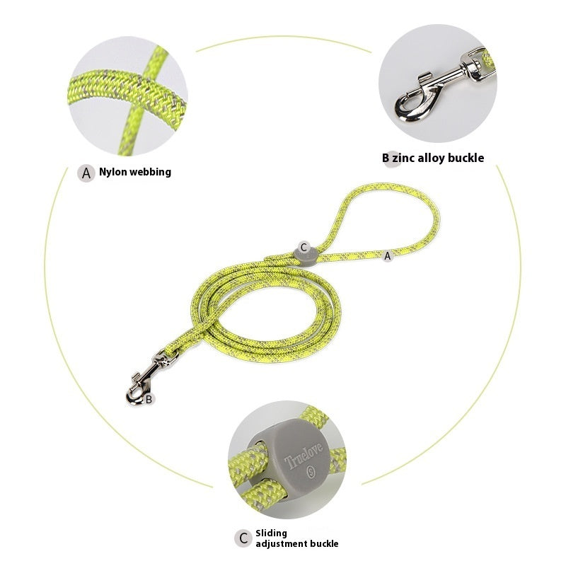 Colorful Adjustable Sliding Pet Leash Durable Walking Strap