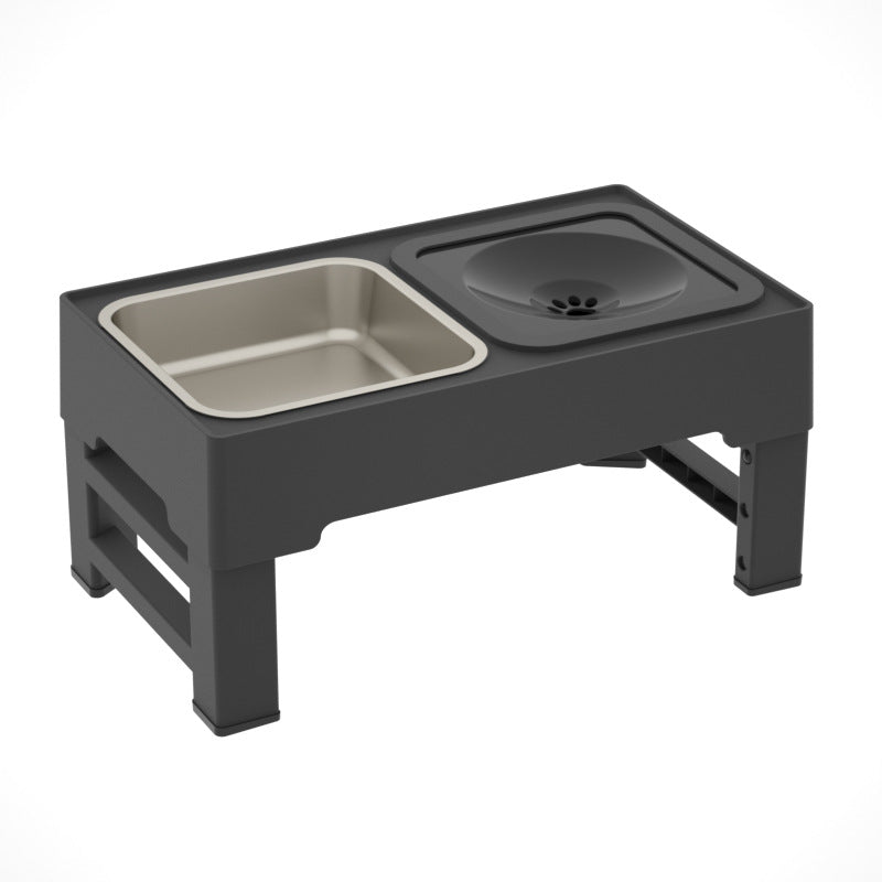 Adjustable Height Double Bowl Stand For Food And Water For Pets