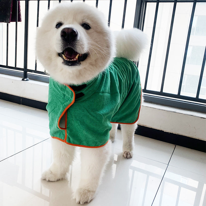 Fast-Drying Microfiber Pet Bathrobe Soft Absorbent Grooming Coat