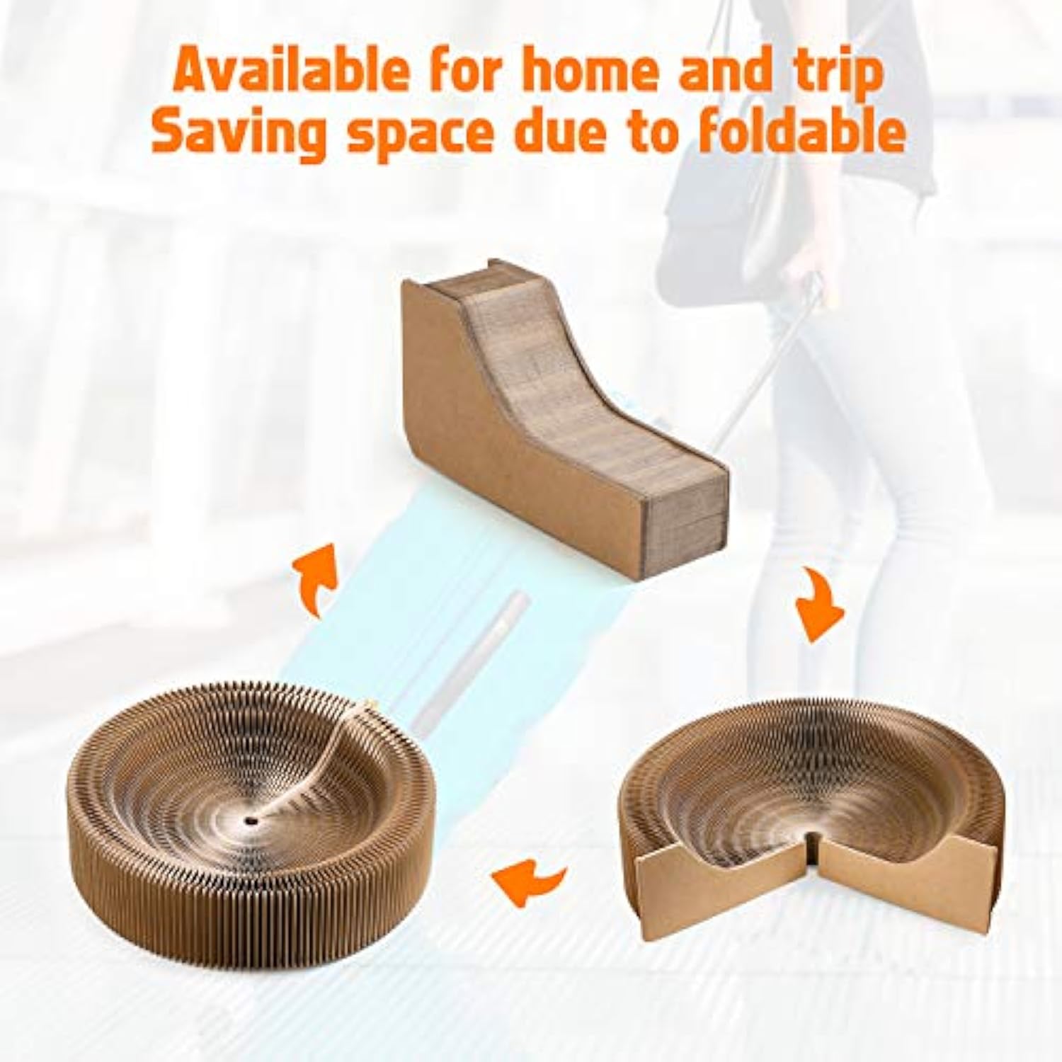 Collapsible Cardboard Pet Scratcher Lounge Bed Round Indoor Nest