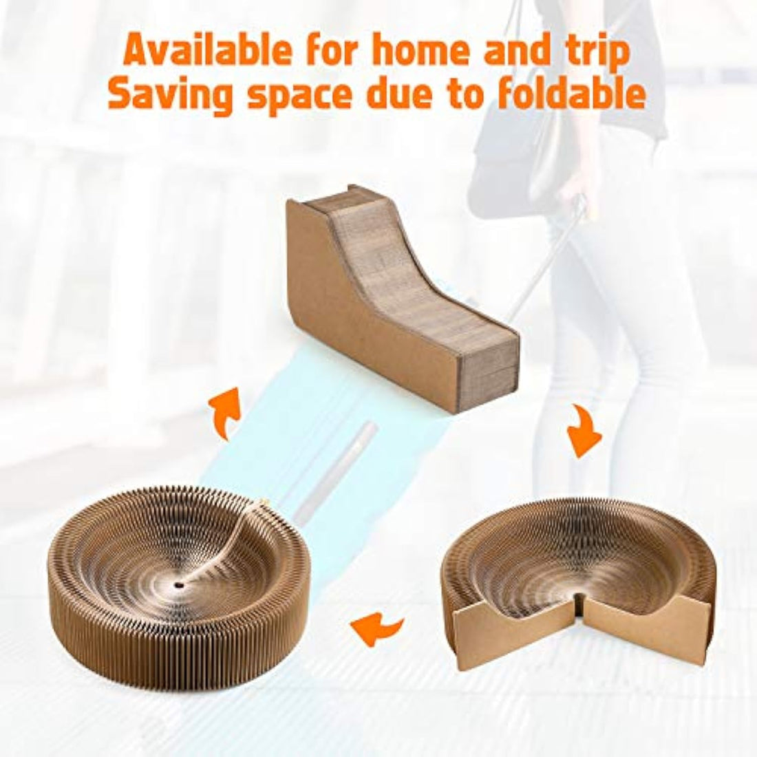 Collapsible Cardboard Pet Scratcher Lounge Bed Round Indoor Nest