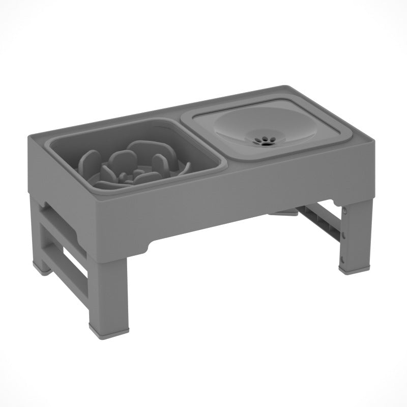 Adjustable Height Double Bowl Stand For Food And Water For Pets