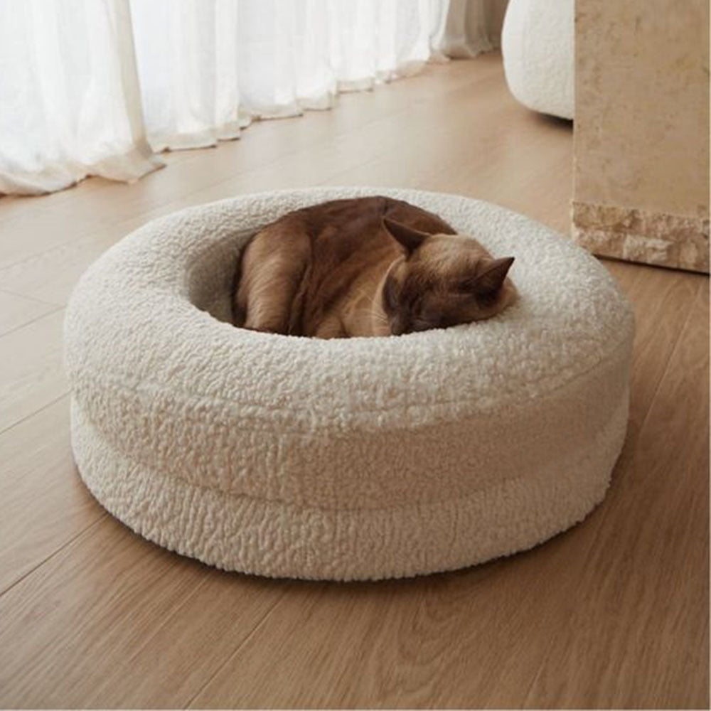 Solid Color Round Leisure Bed For Pets