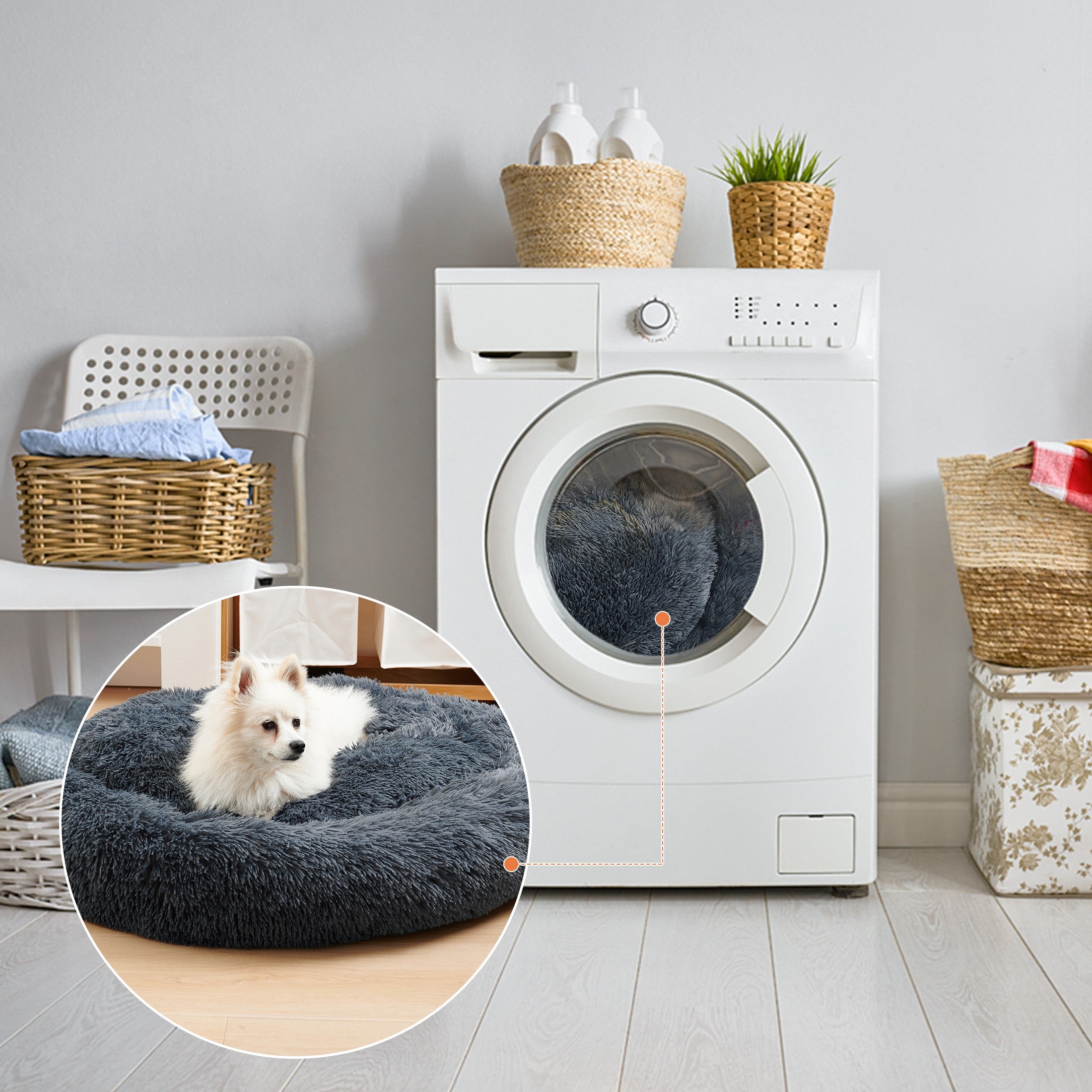 Washable Doughnut-Shaped Soft Round Bed For Medium And Large Pets