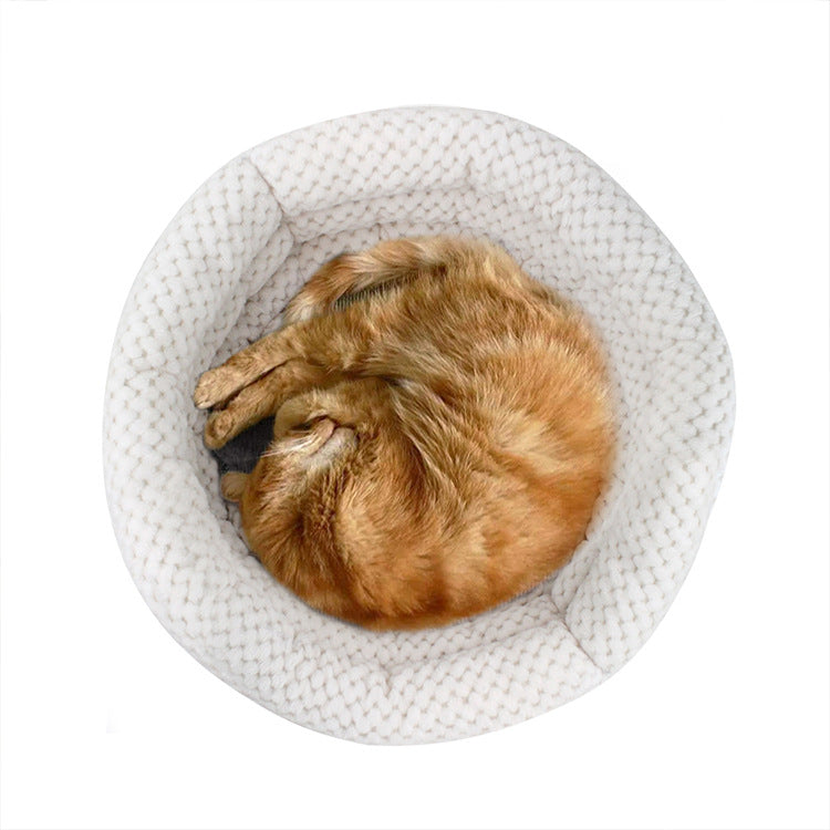 Semi-Closed Round Velvet Deep Sleep Bed For Pets