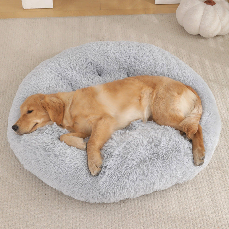 Round Plush Warm Pet Bed Mat Comfortable Sleeping Design