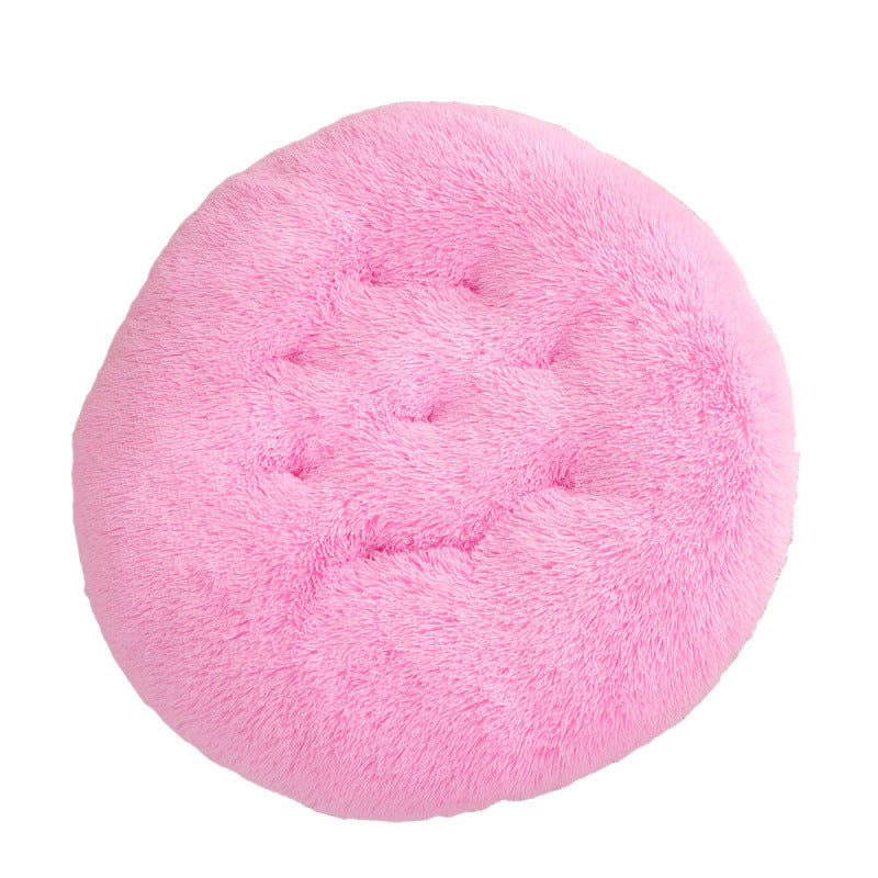 Round Plush Warm Pet Bed Mat Comfortable Sleeping Design