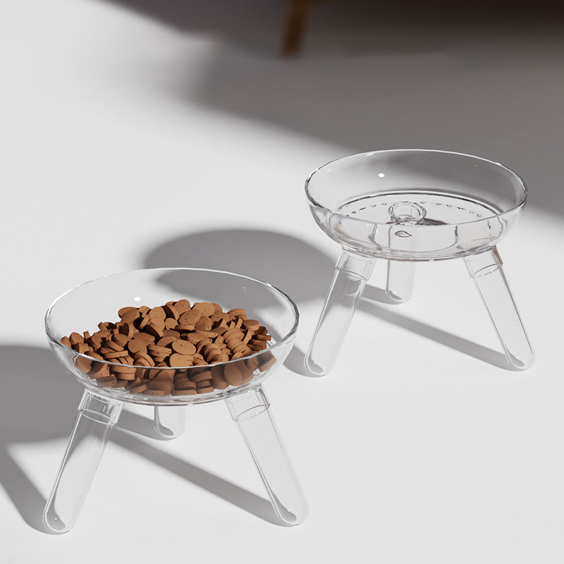 Transparent Anti Knock Feeding And Drinking Bowl For Pets