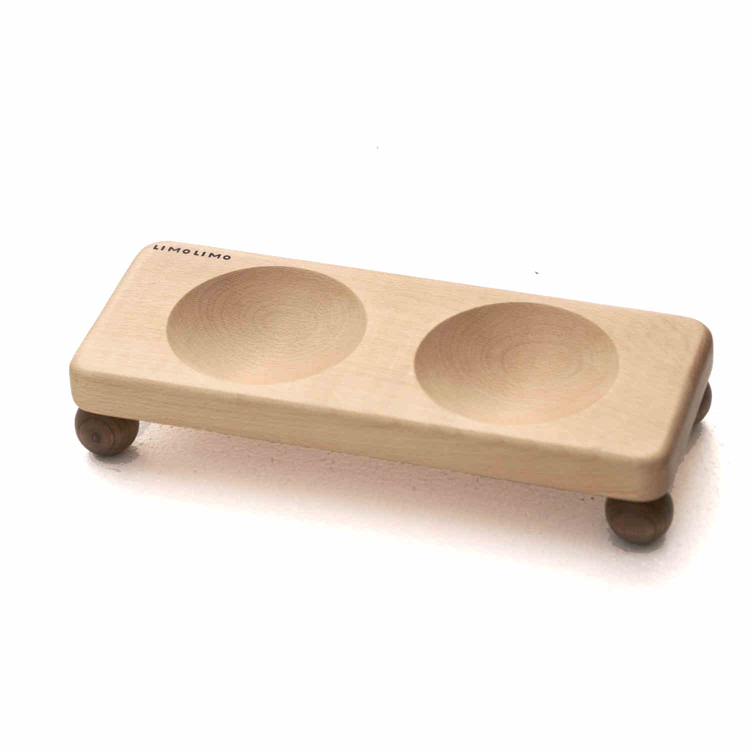 Solid Wood Pet Bowl With Ceramic Insert For Feeding