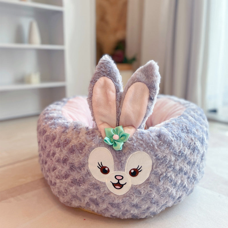 Cartoon Plush Pet Nest Round Soft Bed Four Seasons Cushion
