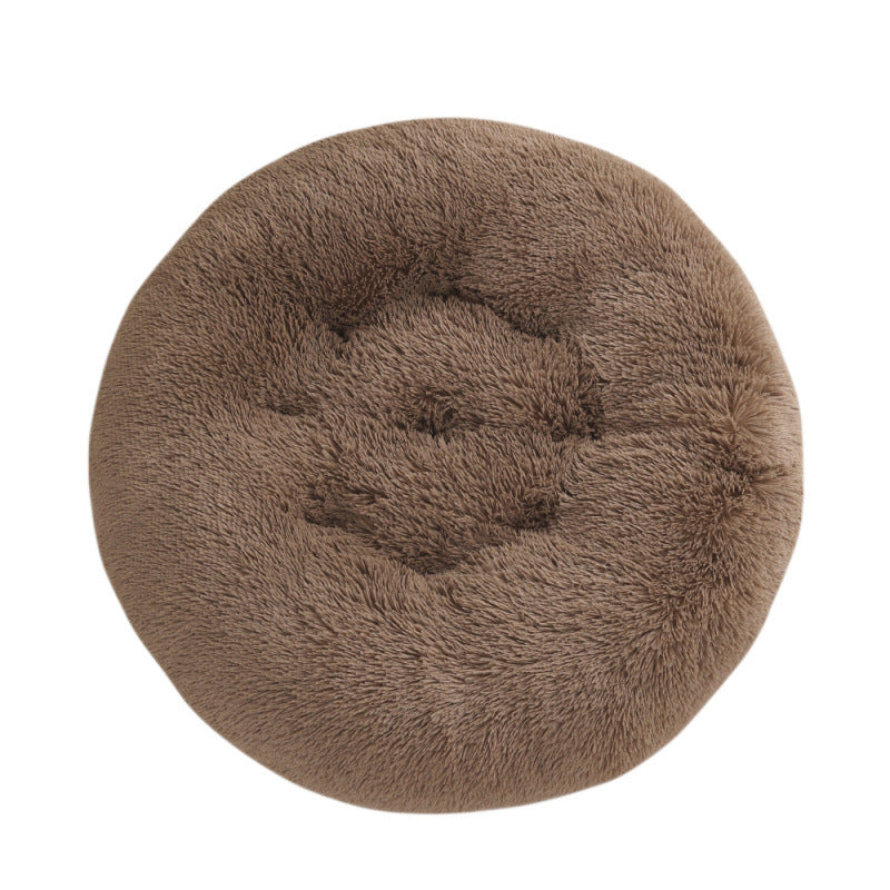 Round Plush Warm Pet Bed Mat Comfortable Sleeping Design