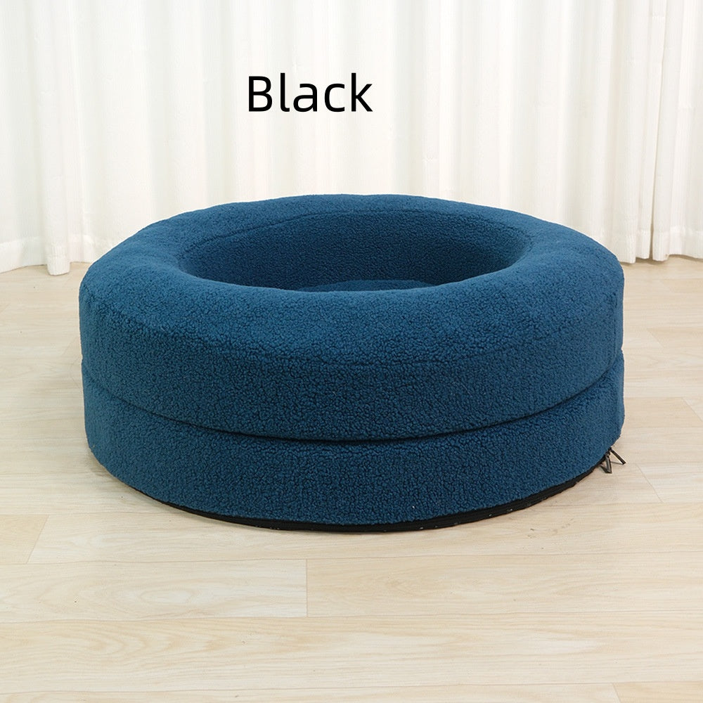 Solid Color Round Leisure Bed For Pets