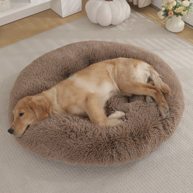 Round Plush Warm Pet Bed Mat Comfortable Sleeping Design