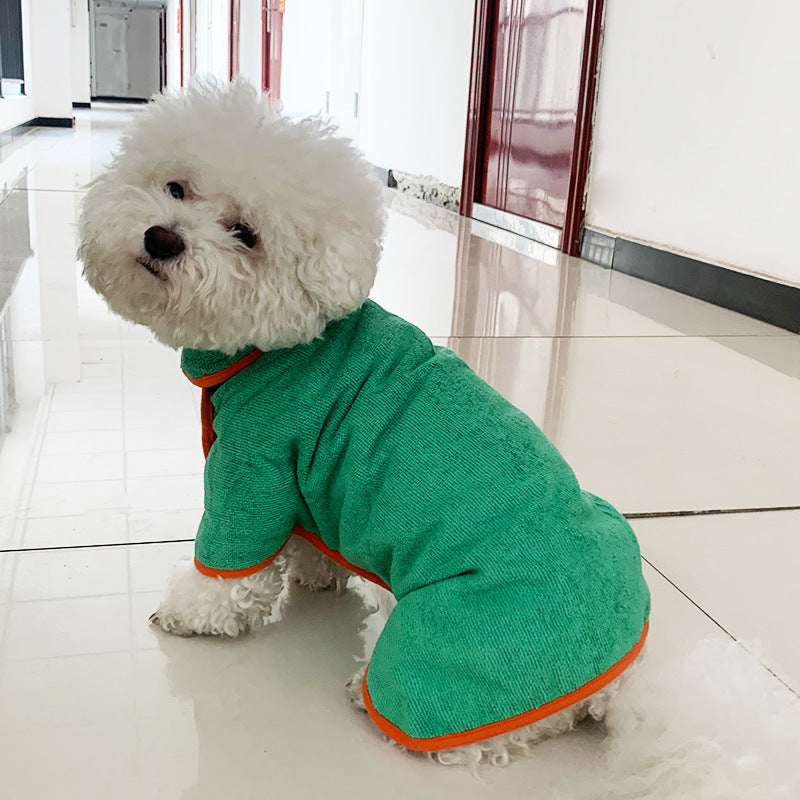 Fast-Drying Microfiber Pet Bathrobe Soft Absorbent Grooming Coat