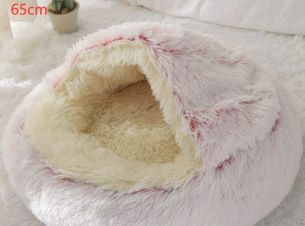 2-in-1 Round Plush Pet Bed Soft Warm Indoor Nest