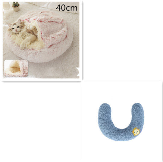 2-in-1 Round Plush Pet Bed Soft Warm Indoor Nest