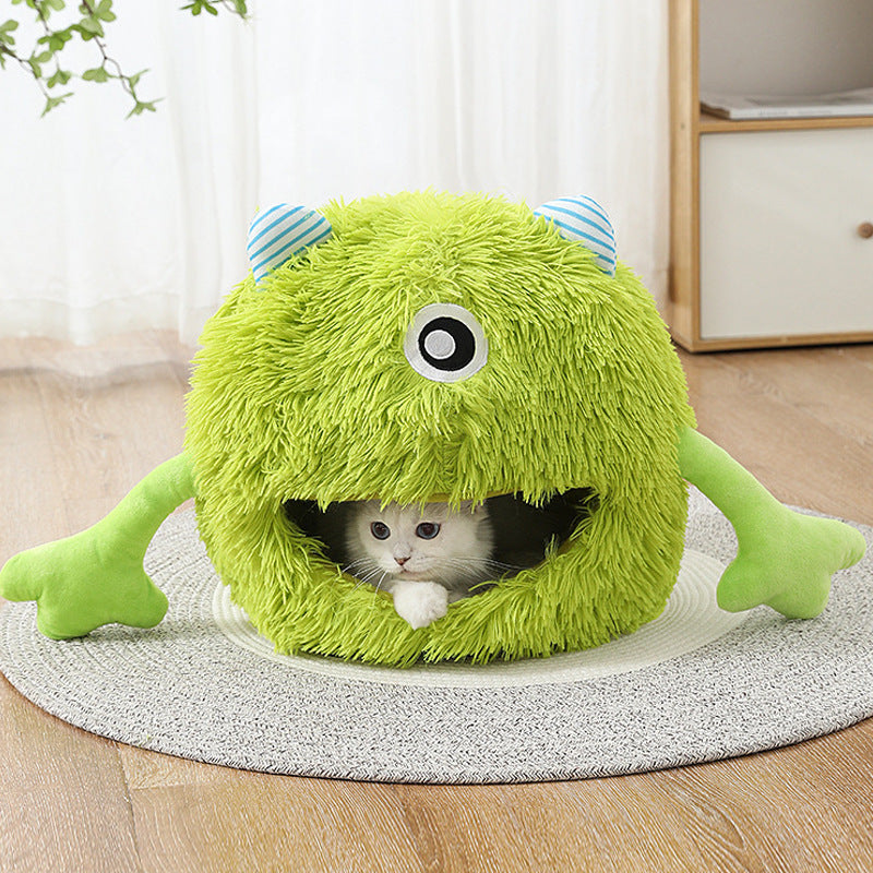 Fluffy Round Indoor Pet Bed Soft Non-Slip Self-Warming Cushion