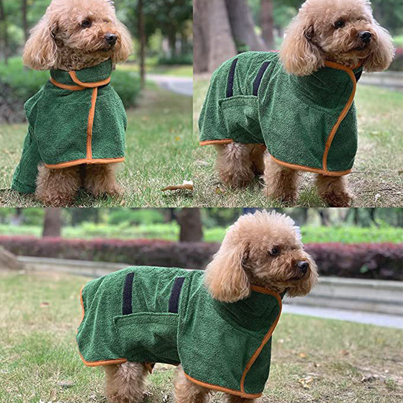 Fast-Drying Microfiber Pet Bathrobe Soft Absorbent Grooming Coat