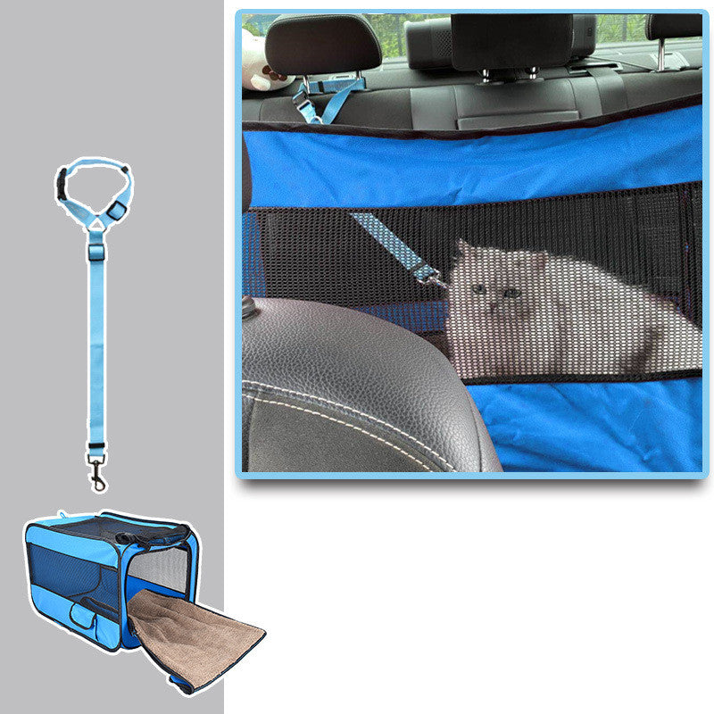 Portable Folding Fabric Pet Travel Carrier Bag With Safety Zippers