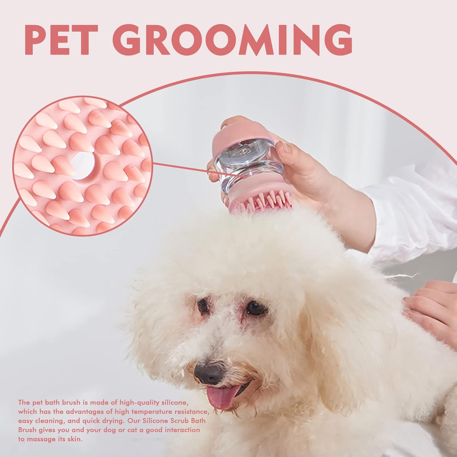 Silicone Pet Bath And Grooming Brush With Shampoo Dispenser