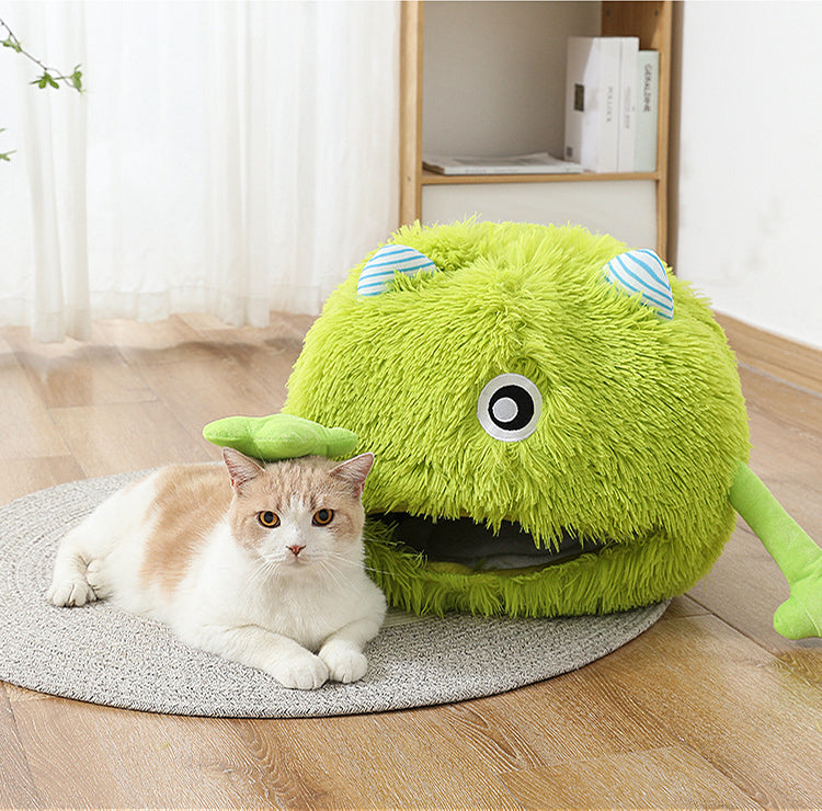 Fluffy Round Indoor Pet Bed Soft Non-Slip Self-Warming Cushion