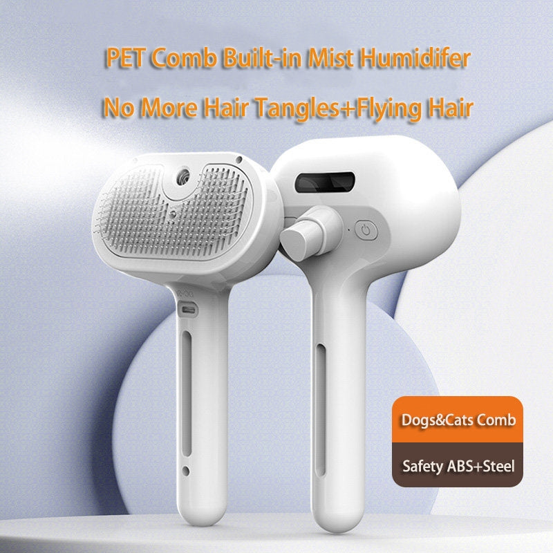 Self-Cleaning Grooming Comb With Hair Remover And Humidifier For Pets