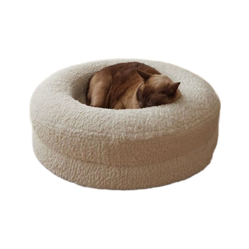 Solid Color Round Leisure Bed For Pets